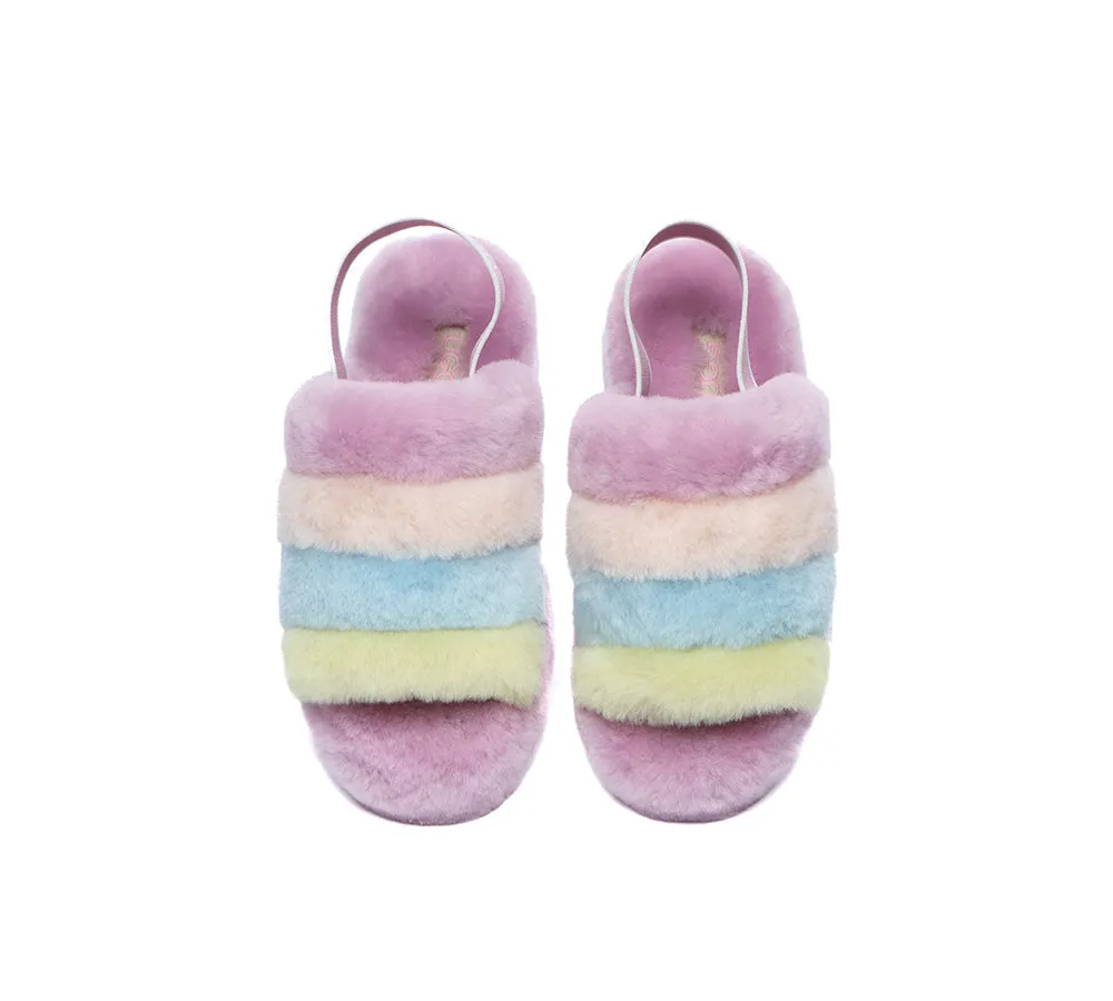 Women Slingback Fluffy Slides Puffy Special Color