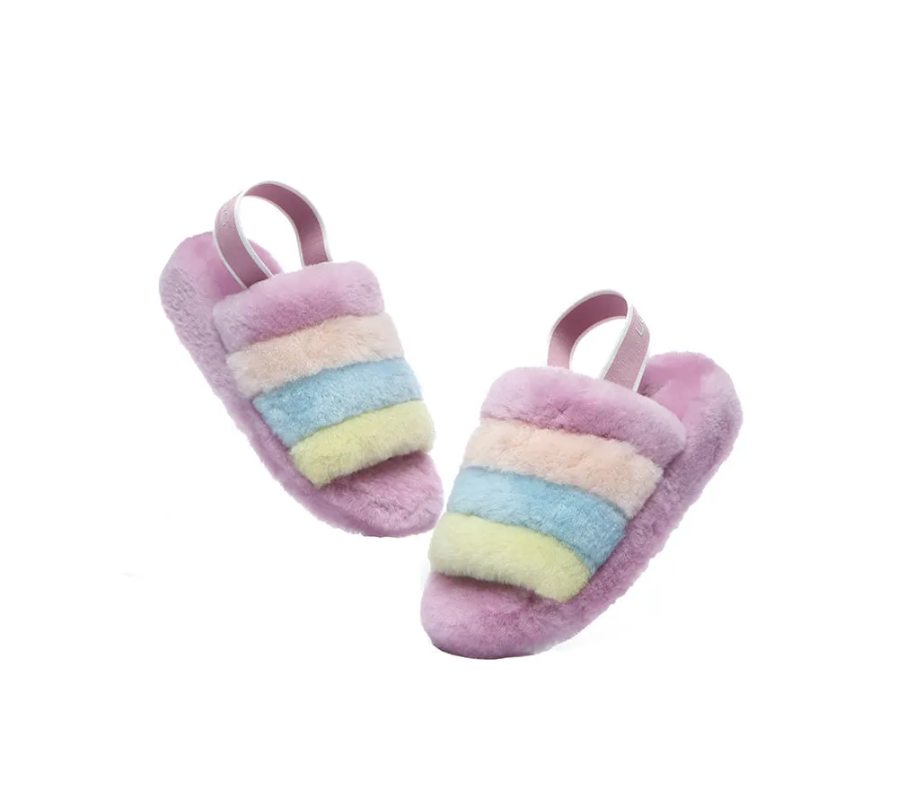 Women Slingback Fluffy Slides Puffy Special Color