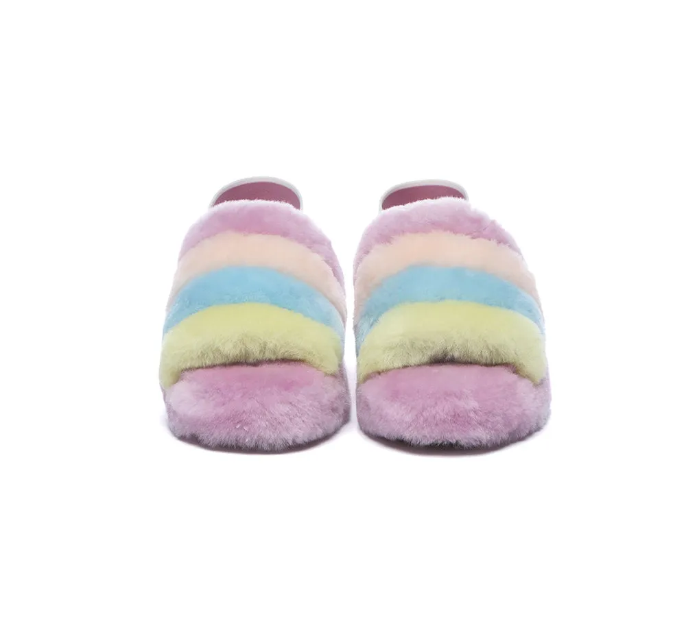 Women Slingback Fluffy Slides Puffy Special Color