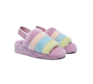Women Slingback Fluffy Slides Puffy Special Color