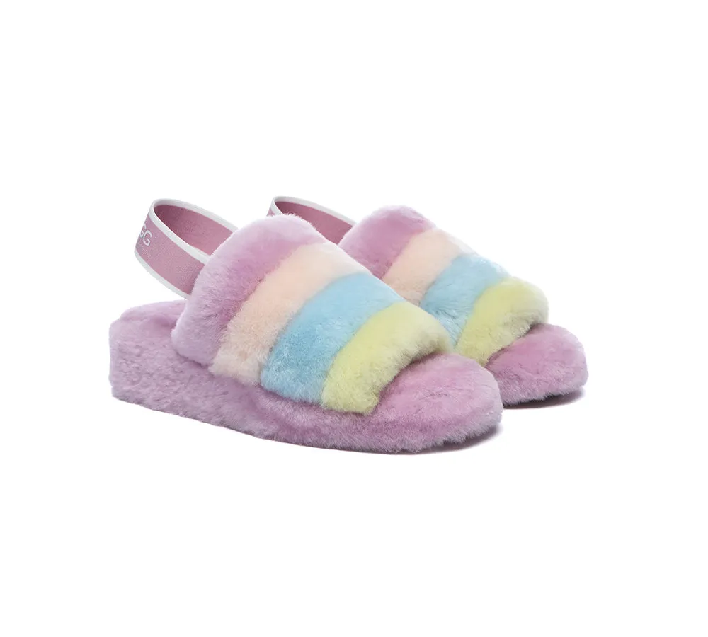 Women Slingback Fluffy Slides Puffy Special Color
