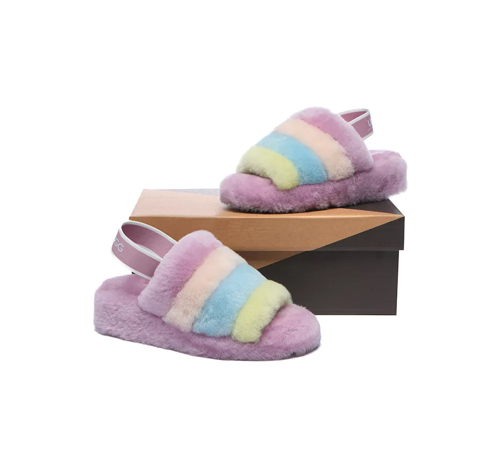 Women Slingback Fluffy Slides Puffy Special Color