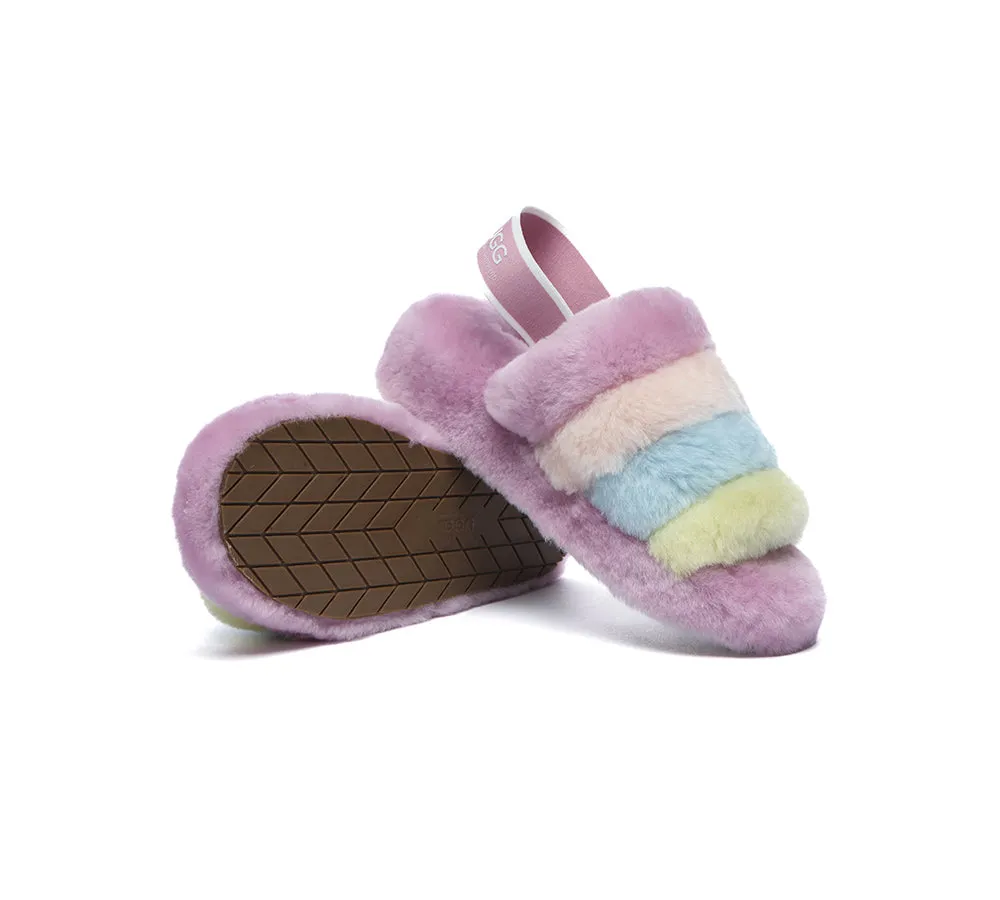 Women Slingback Fluffy Slides Puffy Special Color
