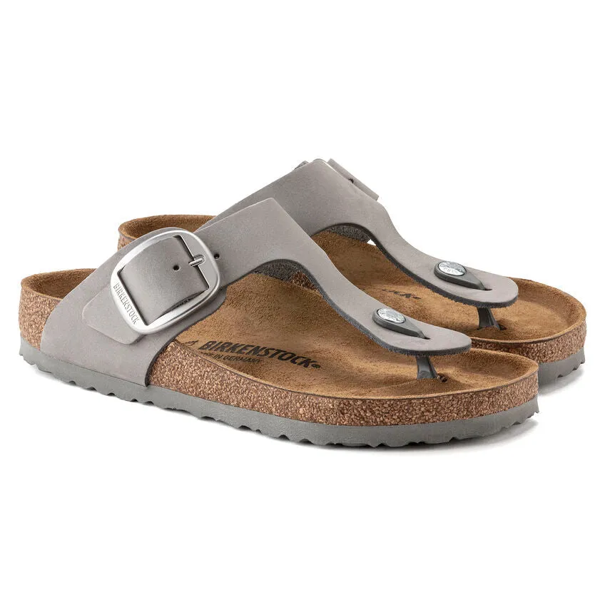 WOMEN'S BIRKENSTOCK GIZEH BIG BUCKLE SANDAL | DOVE GRAY NUBUCK LEATHER