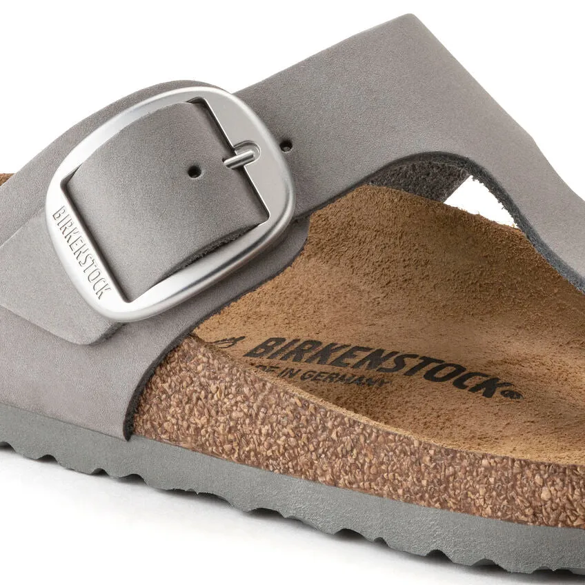 WOMEN'S BIRKENSTOCK GIZEH BIG BUCKLE SANDAL | DOVE GRAY NUBUCK LEATHER