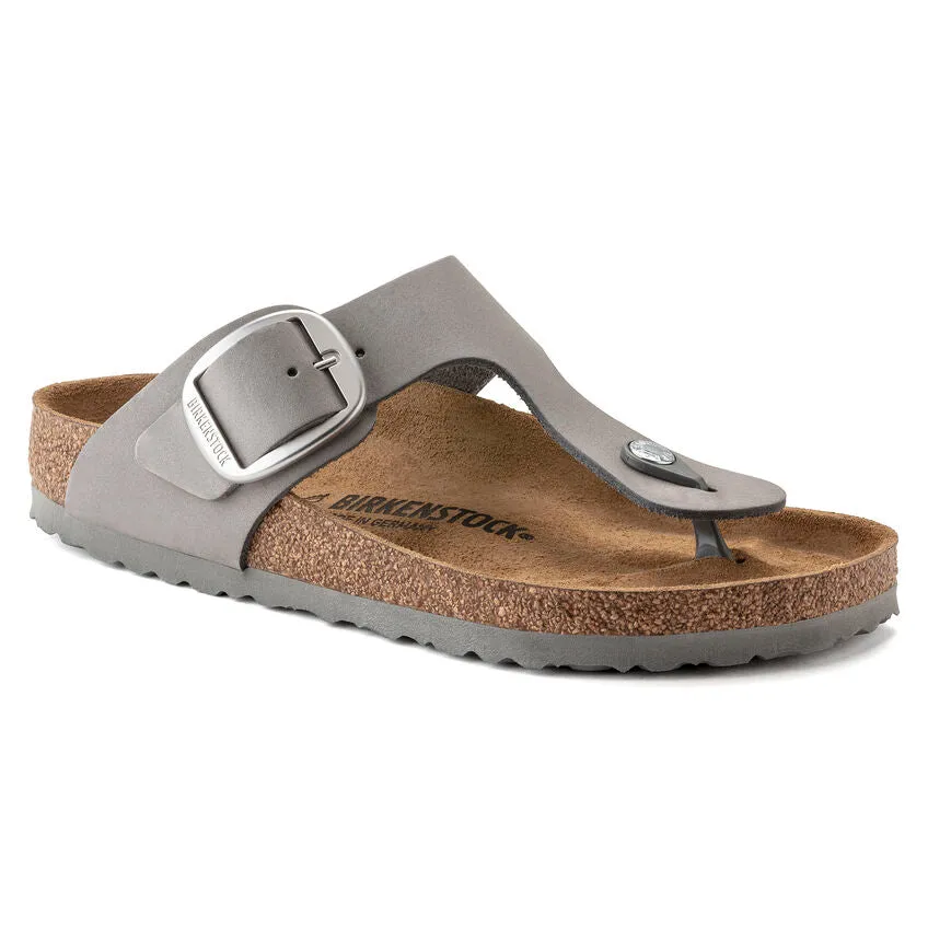WOMEN'S BIRKENSTOCK GIZEH BIG BUCKLE SANDAL | DOVE GRAY NUBUCK LEATHER