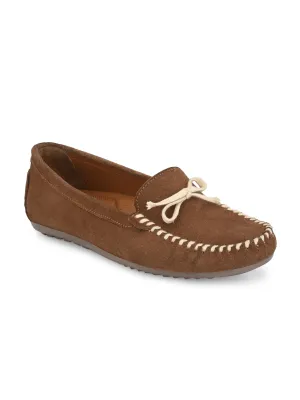 Women's Genuine Suede Leather Slip on Casual Loafer