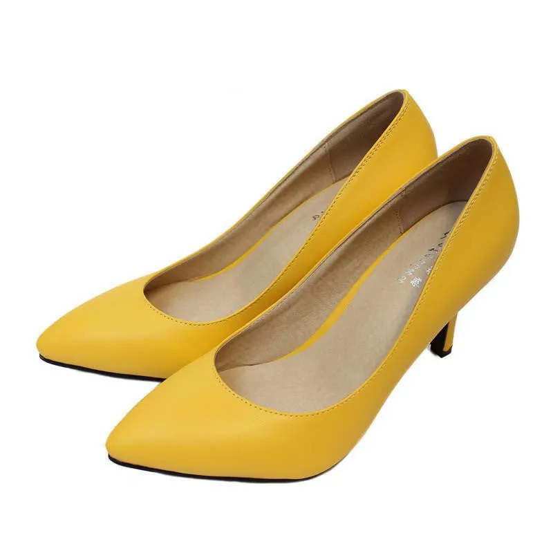 Women's High Heels Women Pumps Bride Party Thin Heel Pointed Toe Sheepskin High Heel Shoes Plue Size 34-41 D30-579