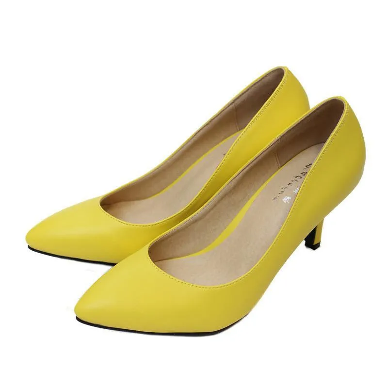 Women's High Heels Women Pumps Bride Party Thin Heel Pointed Toe Sheepskin High Heel Shoes Plue Size 34-41 D30-579