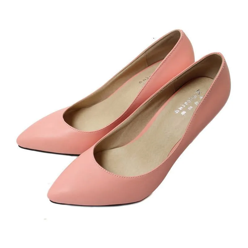 Women's High Heels Women Pumps Bride Party Thin Heel Pointed Toe Sheepskin High Heel Shoes Plue Size 34-41 D30-579