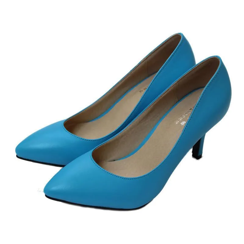 Women's High Heels Women Pumps Bride Party Thin Heel Pointed Toe Sheepskin High Heel Shoes Plue Size 34-41 D30-579