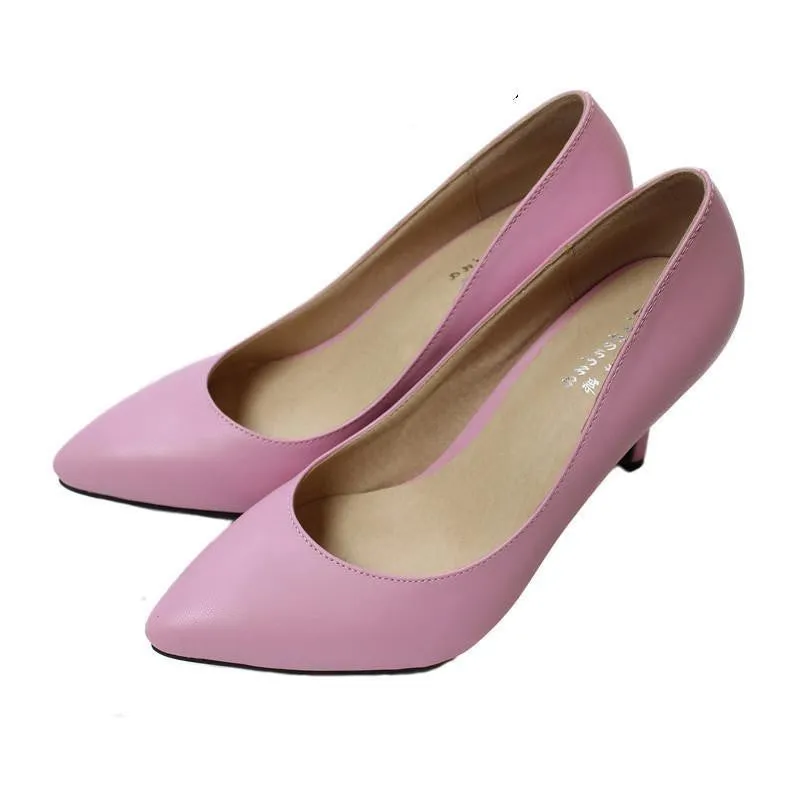 Women's High Heels Women Pumps Bride Party Thin Heel Pointed Toe Sheepskin High Heel Shoes Plue Size 34-41 D30-579