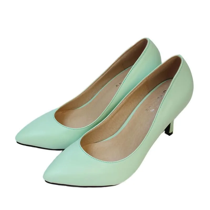 Women's High Heels Women Pumps Bride Party Thin Heel Pointed Toe Sheepskin High Heel Shoes Plue Size 34-41 D30-579