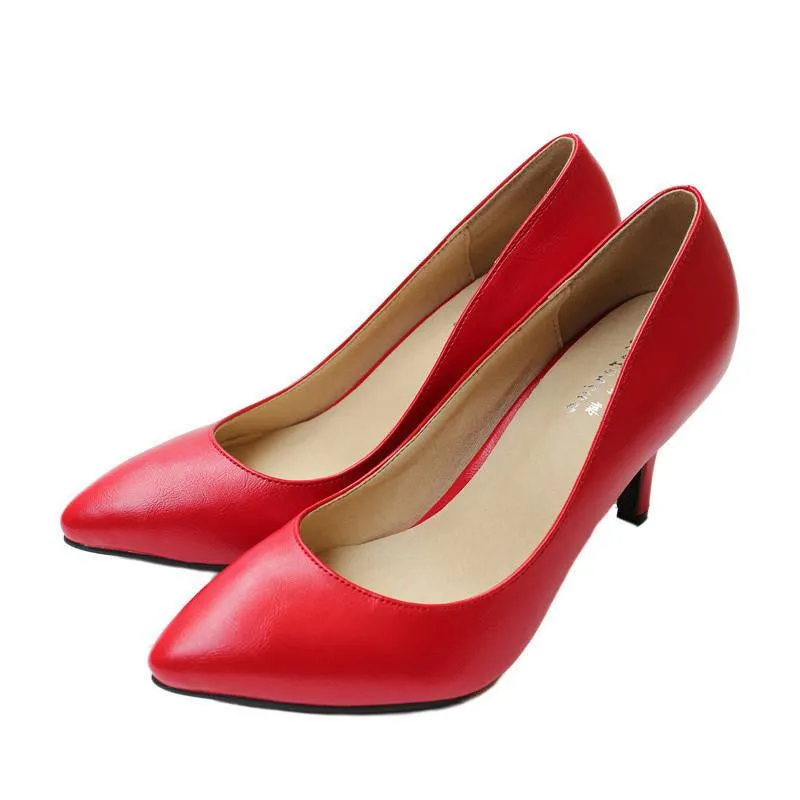 Women's High Heels Women Pumps Bride Party Thin Heel Pointed Toe Sheepskin High Heel Shoes Plue Size 34-41 D30-579